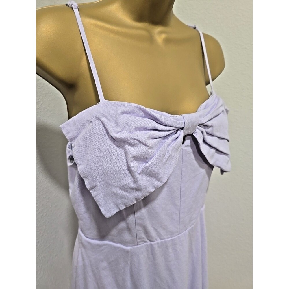 Altard State Fit Flare Linen Blend Sleeveless Dress Med Purple Bow Pastel Sweet - Picture 2 of 7